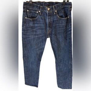 Levi's Button Fly 501 Dark Wash Mens Denim Jeans Straight Leg  32x32